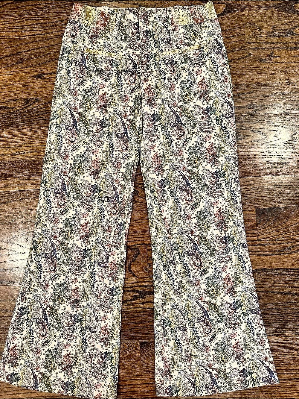 Free People Paisley Wide Leg Pants in Cream SZ 4